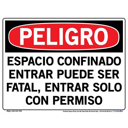 Vestil Vinyl Label Sign, 9-1/2" Height, 12-1/2" Width, Vinyl Label, Rectangle, Spanish SI-D-43-B-LB-011-S
